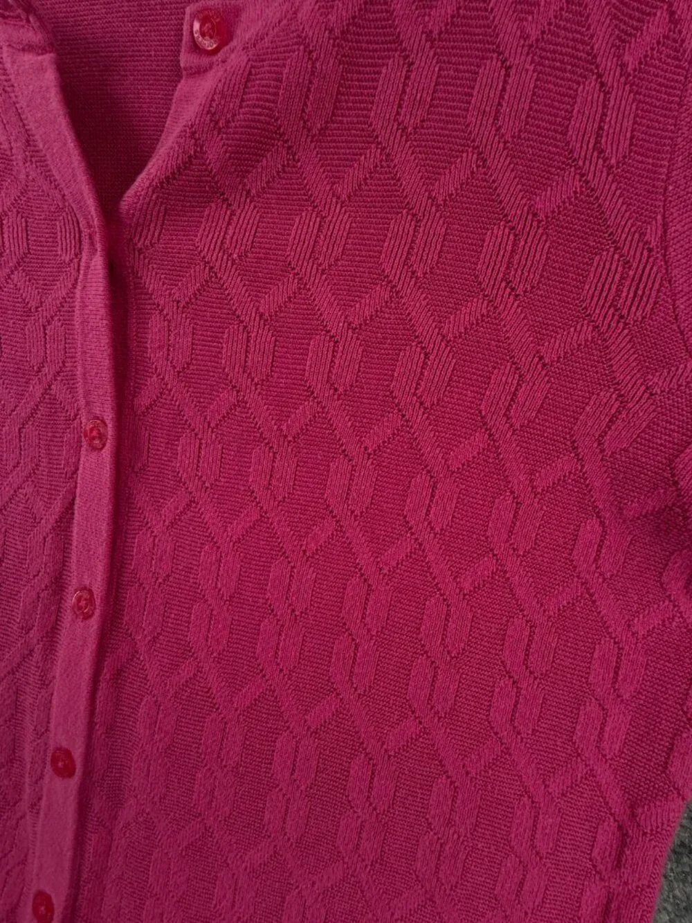 Brooks Brothers Pink Cardigan Sweater Knit XL Textured Long Sleeve Rayon Cotton